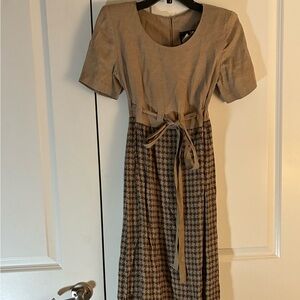 Whirlaway Frocks Tan and Brown Midi Dress Size 6P
